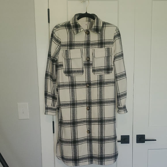 SO Black and White Checkered Shirt Jacket - Picture 1 of 5